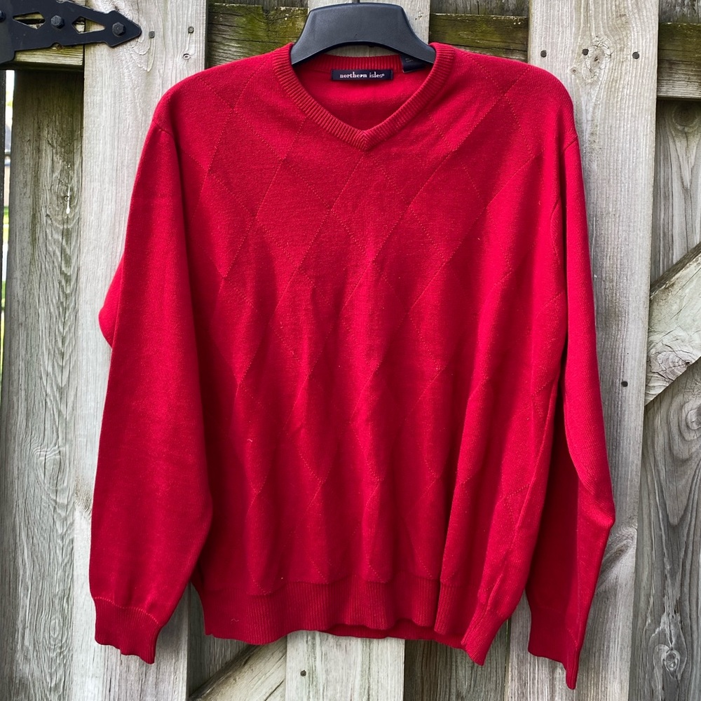 NORTHERN ISLES Cotton Sweater V Neck Red Sweater